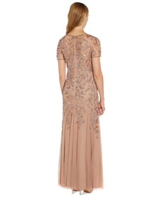Plus Size Floral-Beaded Gown