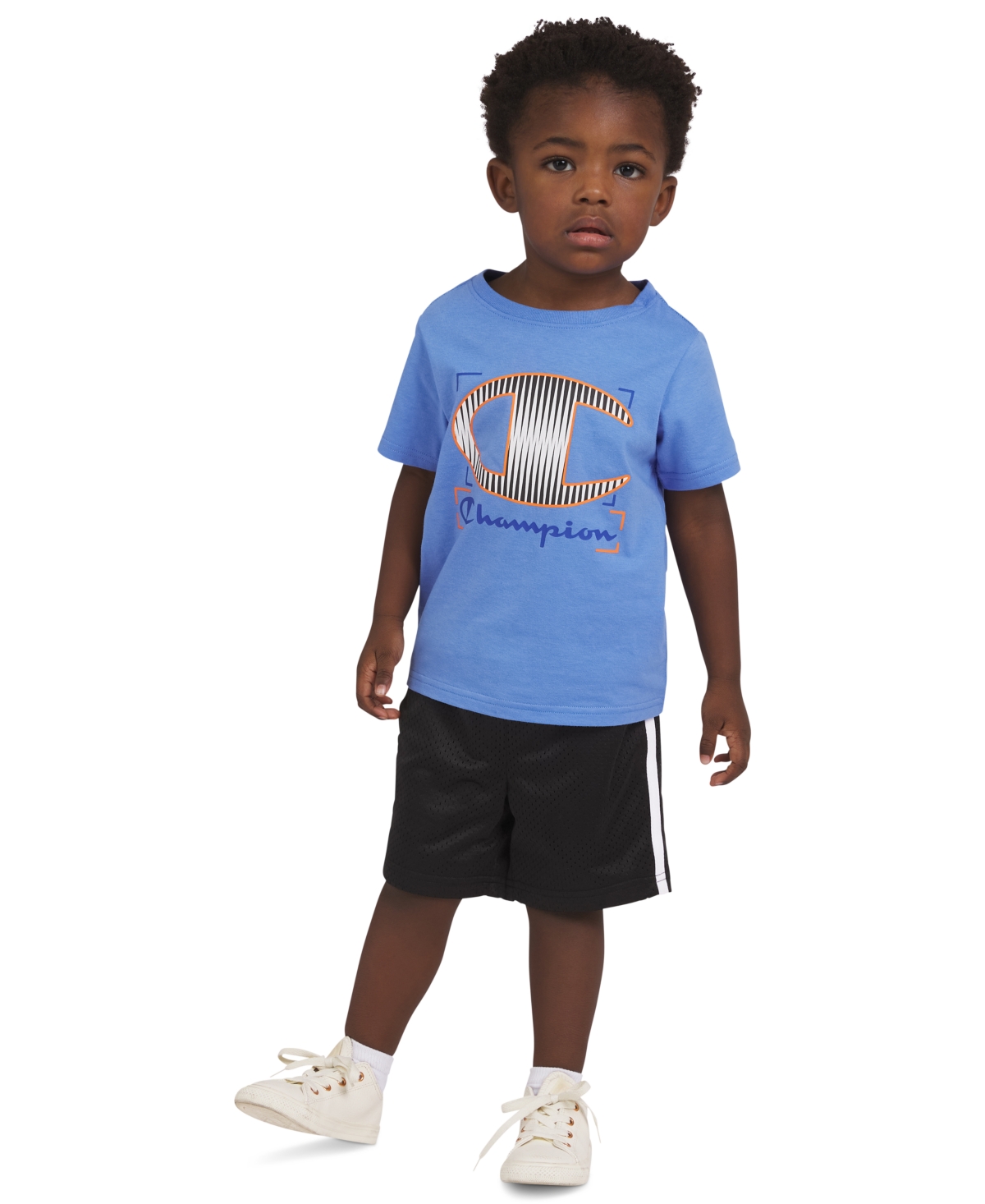 Champion Babies' Toddler Boys Logo Graphic T-shirt & Shorts, 2 Piece Set In Retro Blue