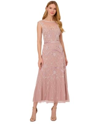 Adrianna Papell - Women's Embellished Sleeveless Midi Dress