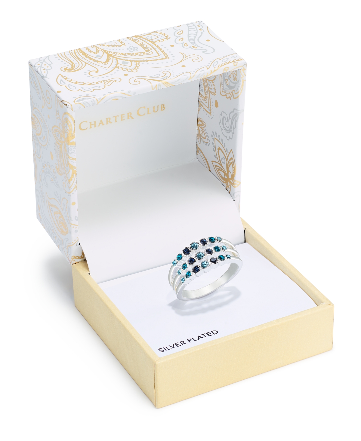 Charter ClubTone Tonal Pave Triple-Row Ring, Created for Macy's - Silver