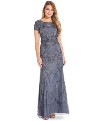 Adrianna Papell Beaded Gown 10 Blue