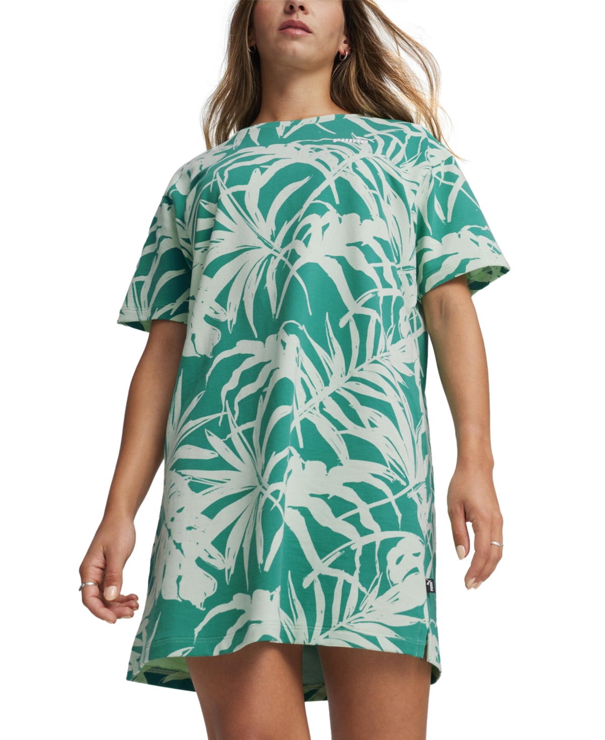 Women's Essential Palm Resort Short-Sleeve T-Shirt Dress - Fresh Mint