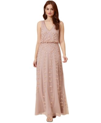 Adrianna Papell - Women's Embellished V-Neck Sleeveless Gown