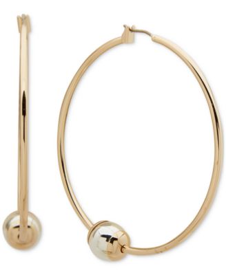 DKNY - Two-Tone Large Bead Hoop Earrings, 2.03"