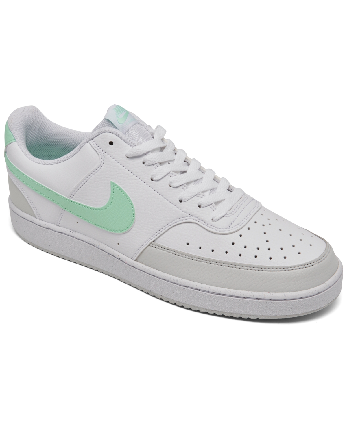 Nike Men's Court Vision Low Casual Sneakers From Finish Line In White,mint Foam