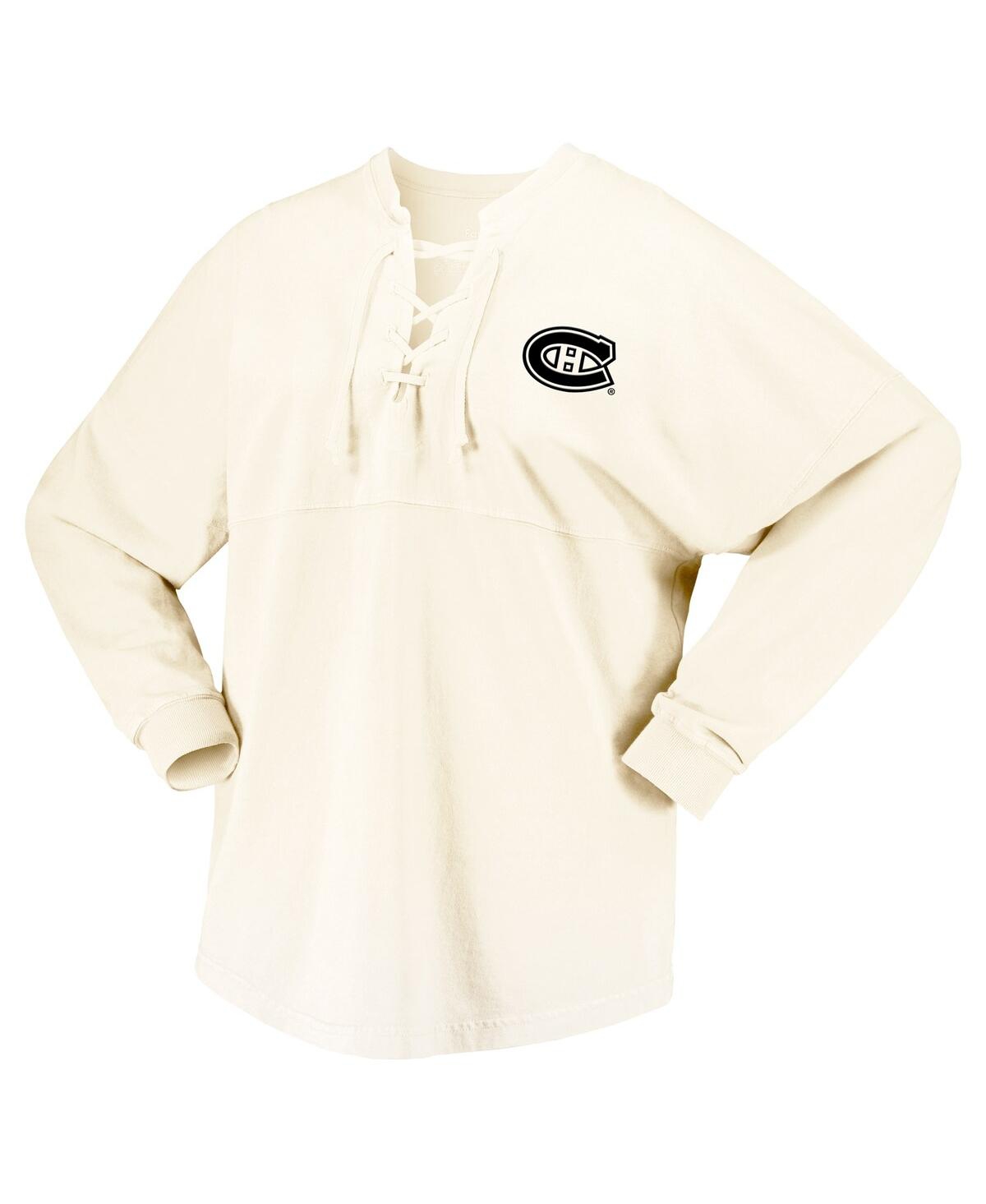 Fanatics Branded  Cream Montreal Canadiens Original Six Lace-up Spirit Jersey Long Sleeve T-shirt In Cream