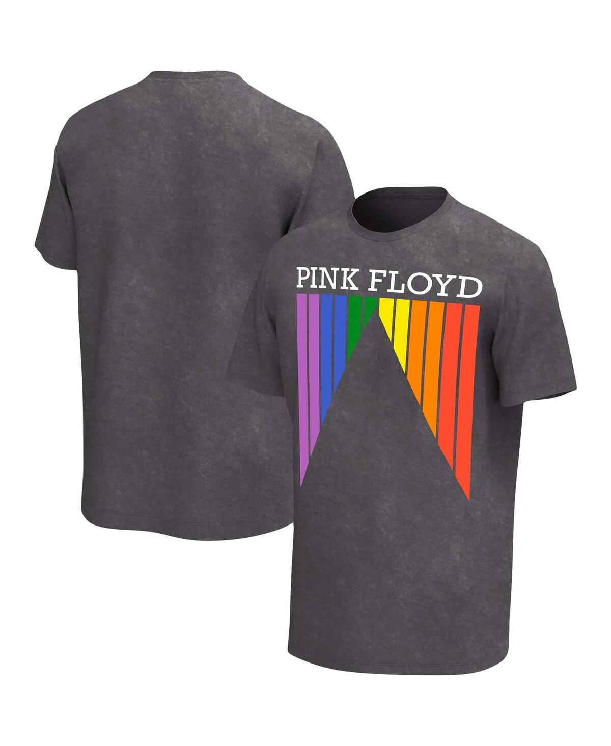 Men's Black Pink Distressed Floyd Prism Washed T-shirt - Black