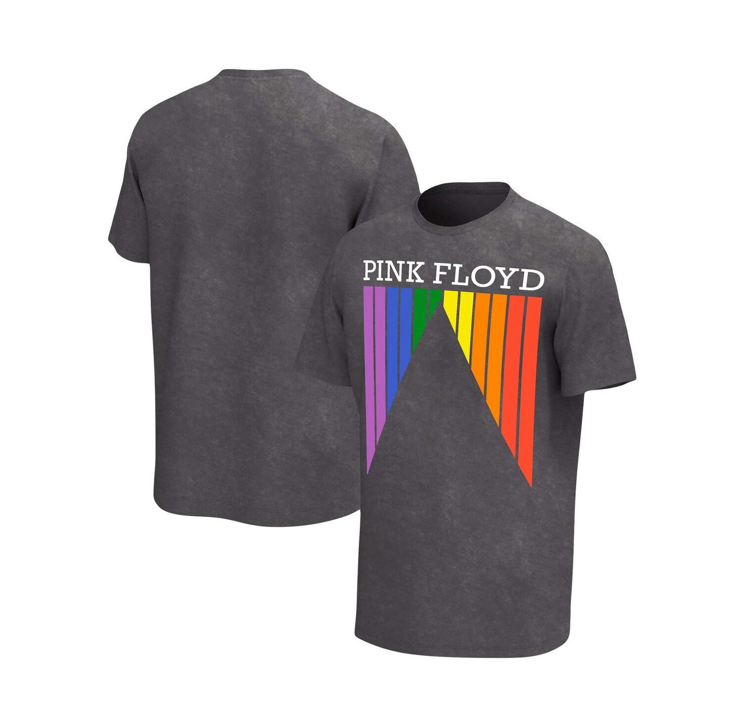 Men's Black Pink Distressed Floyd Prism Washed T-shirt