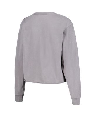 Women's Gray Distressed Phoenix Suns Band Cropped Long Sleeve T-shirt