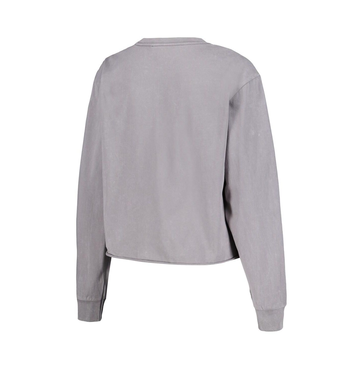 Женская футболка The Wild Collective Gray Distressed Phoenix Suns Band Cropped Long Sleeve — фото 2