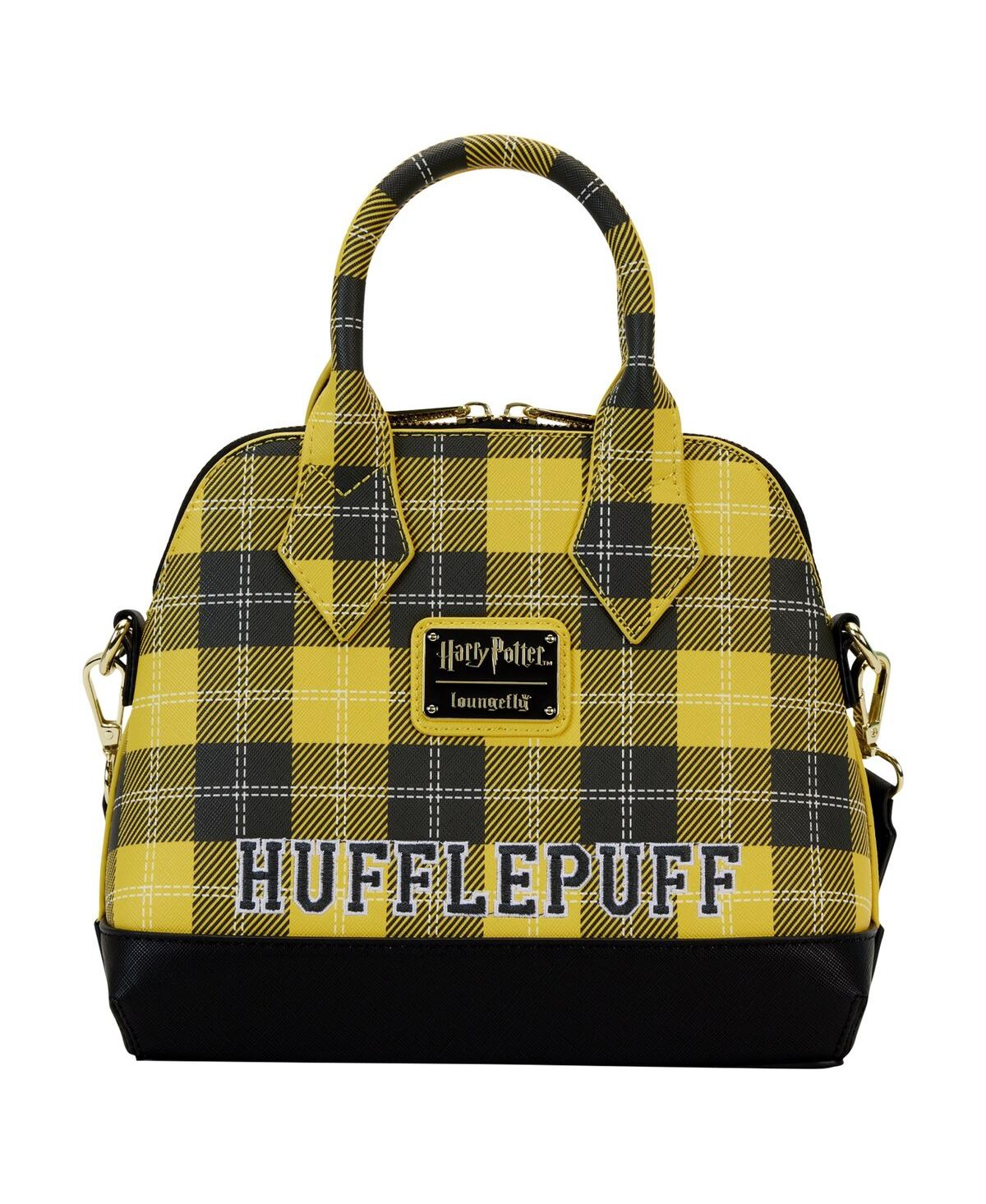 Shop Loungefly Men's And Women's  Harry Potter Hufflepuff Varsity Plaid Crossbody Bag In Yellow