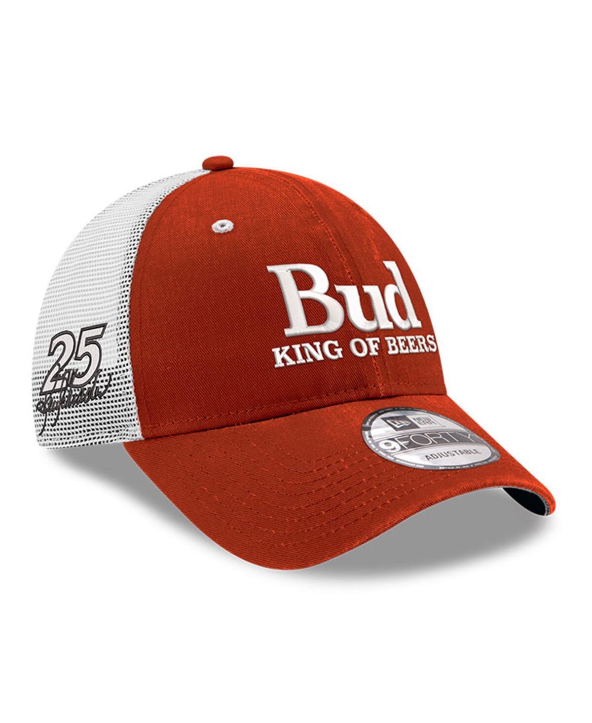 NEW ERA MEN'S NEW ERA SCARLET HENDRICK MOTORSPORTS BUDWEISER 9FORTY ADJUSTABLE TRUCKER HAT 