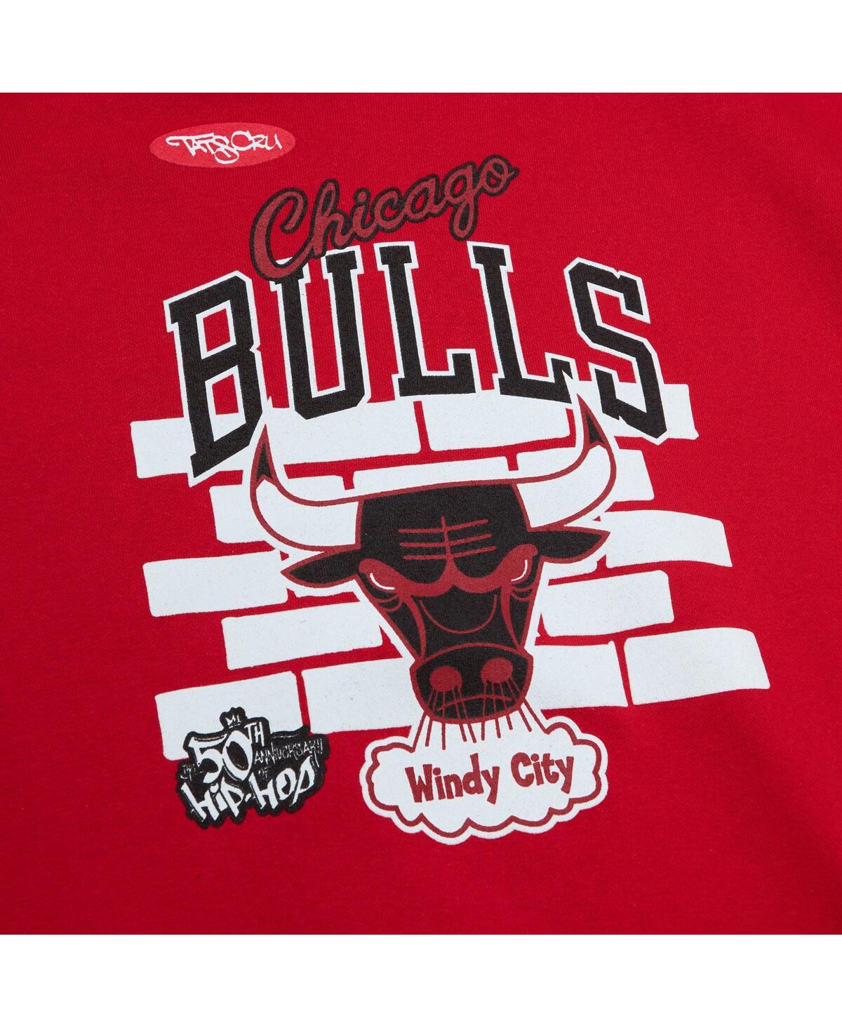 Shop Mitchell & Ness Men's  X Tats Cru Red Chicago Bulls Hardwood Classics Brick Pullover Hoodie