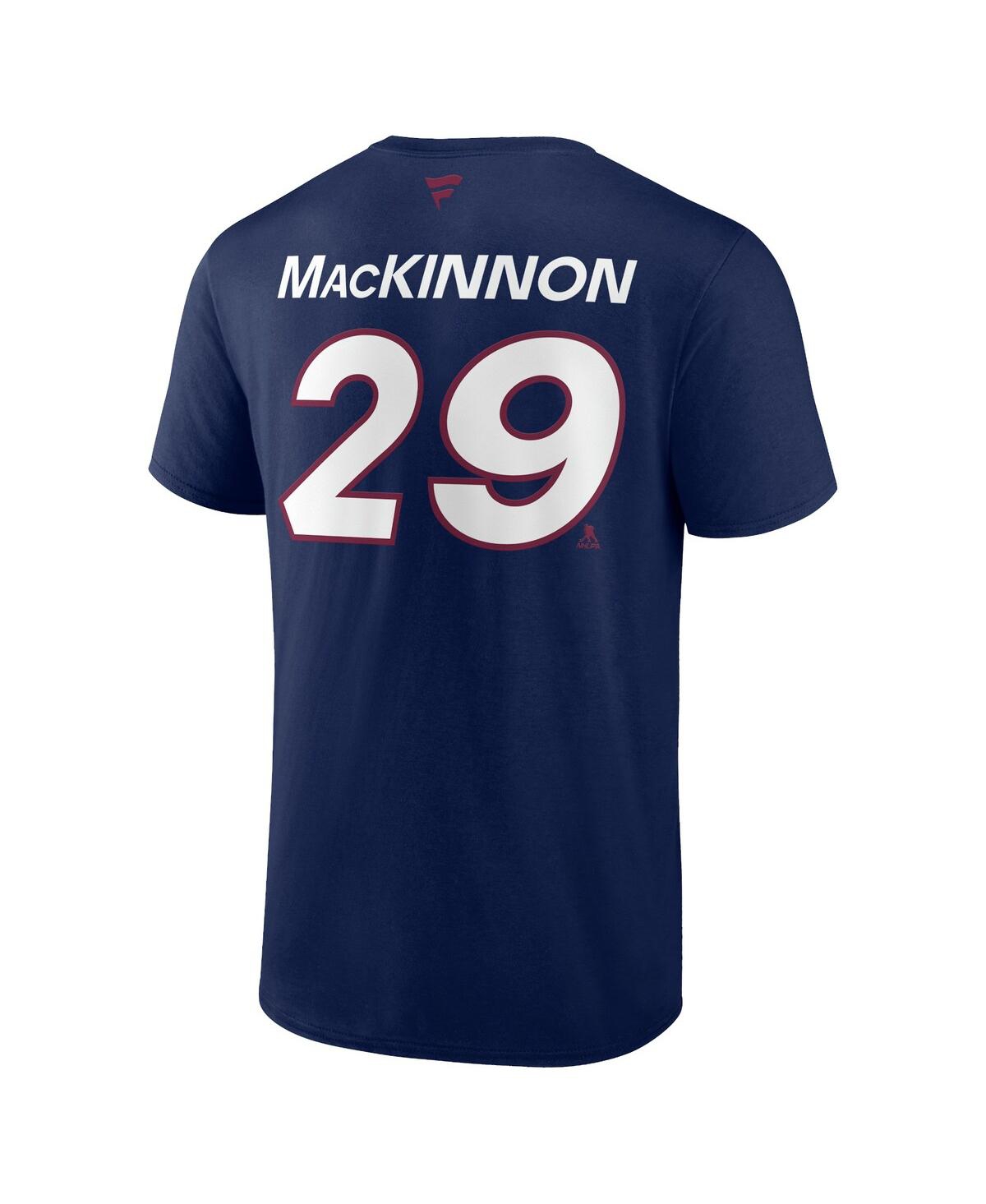 Shop Fanatics Men's  Nathan Mackinnon Navy Colorado Avalanche Authentic Pro Prime Name And Number T-shirt