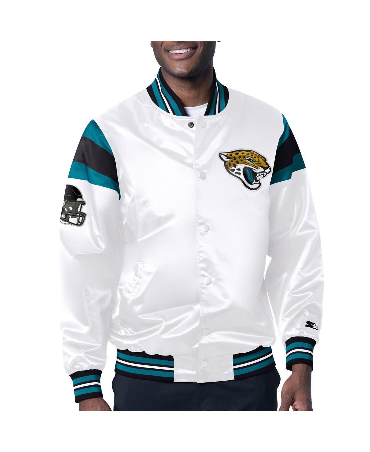 Shop Starter Men's  White Jacksonville Jaguars Satin Full-snap Varsity Jacket