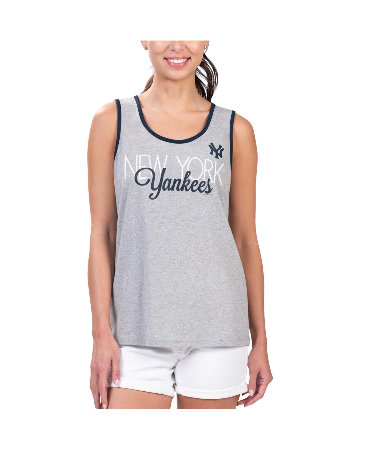 Shop G-iii 4her By Carl Banks Women's  Gray New York Yankees Fastest Lap Tank Top