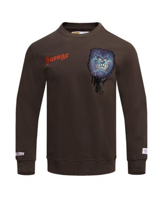 Men's and Women's Brown Looney Tunes Taz Savage Horror Pullover Sweatshirt
