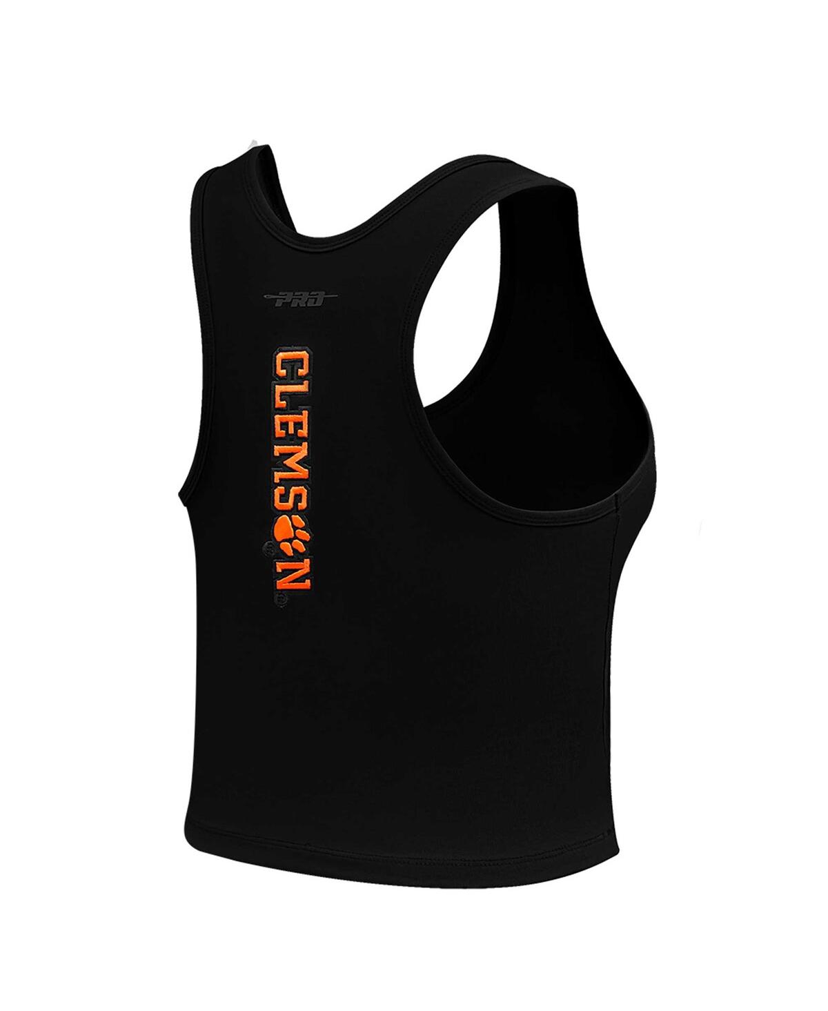 Shop Pro Standard Women's  Black Clemson Tigers Tonal Neutral Fitted Waist Length Racerback Tank Top