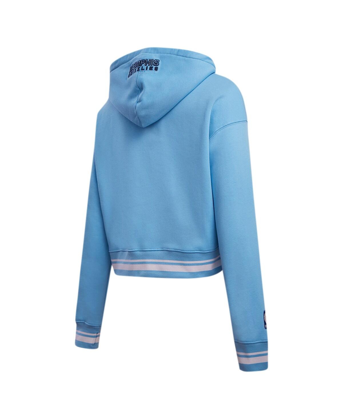 Shop Pro Standard Women's  Light Blue Memphis Grizzlies Script Tail Cropped Pullover Hoodie