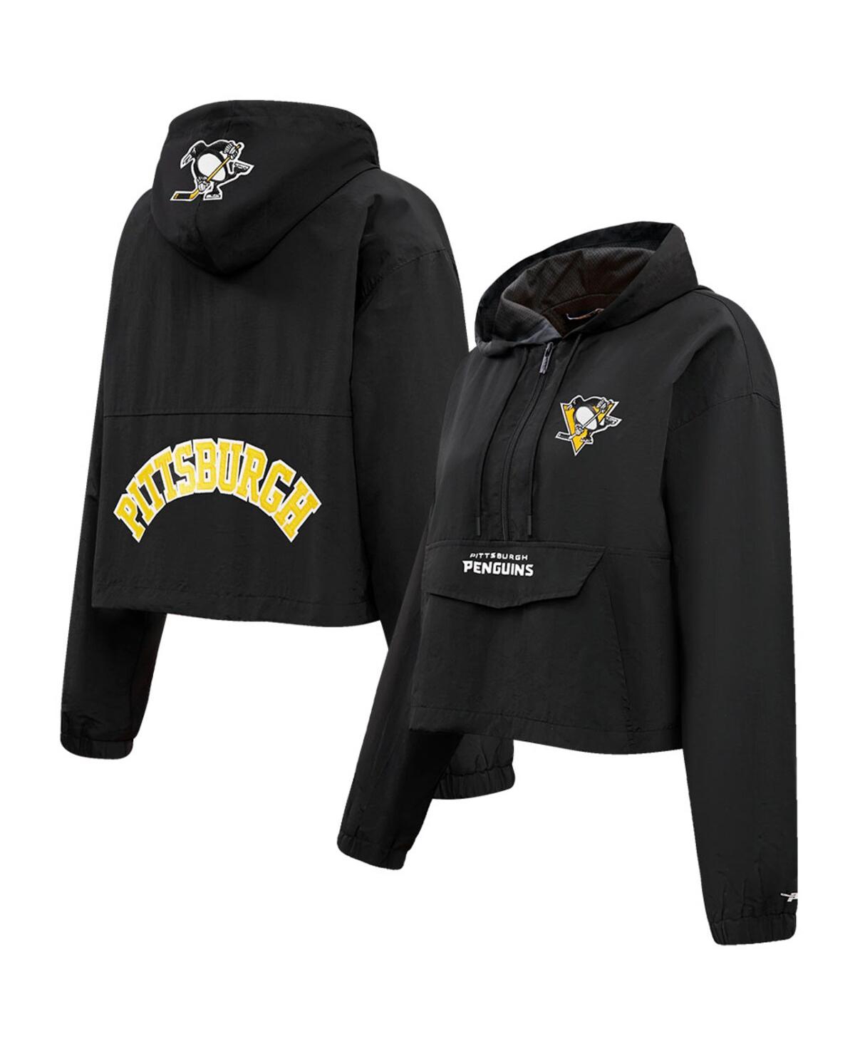 Shop Pro Standard Women's  Black Pittsburgh Penguins Classic Cropped Half-zip Wind Jacket