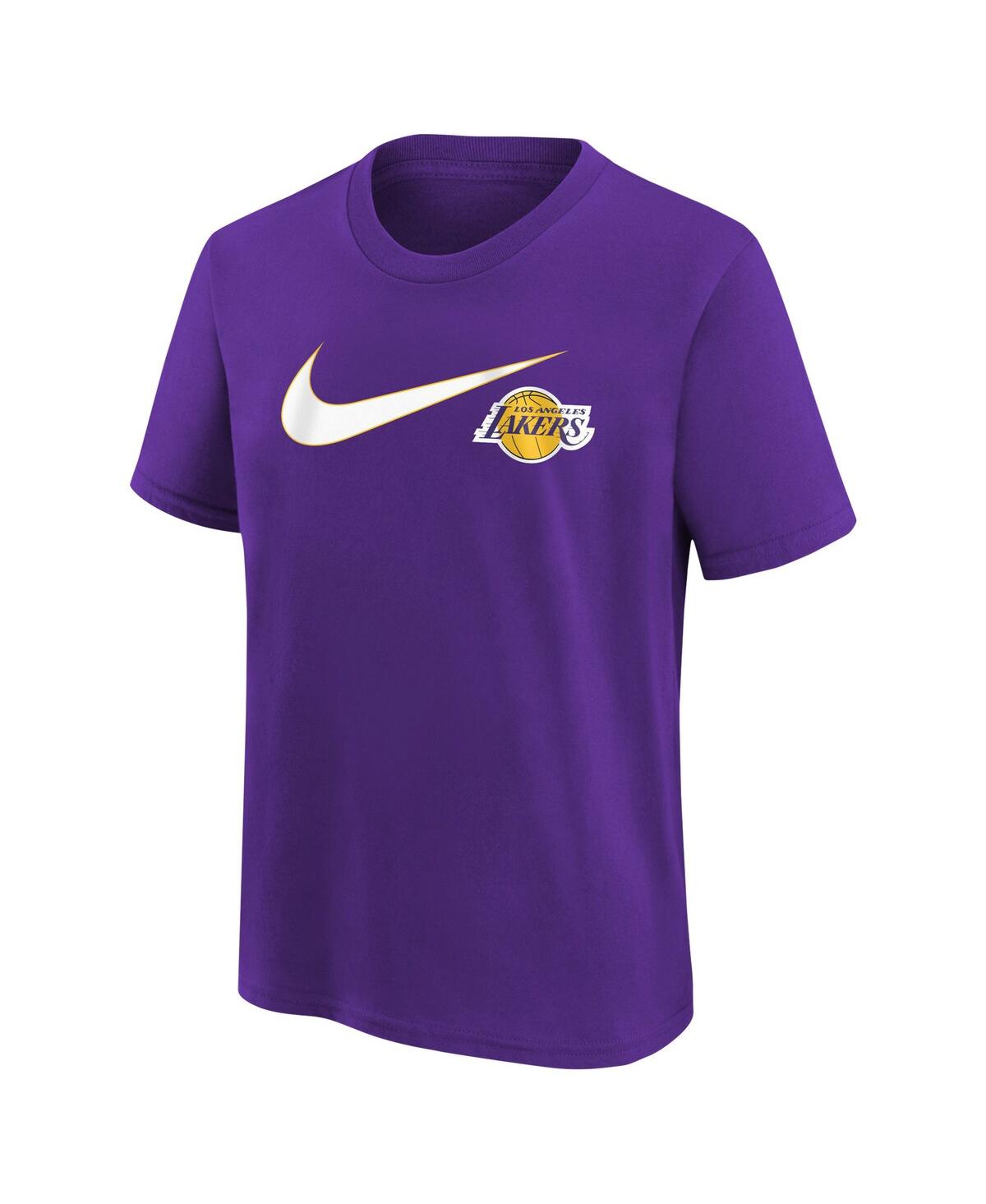 Shop Nike Big Boys And Girls  Purple Los Angeles Lakers Swoosh T-shirt