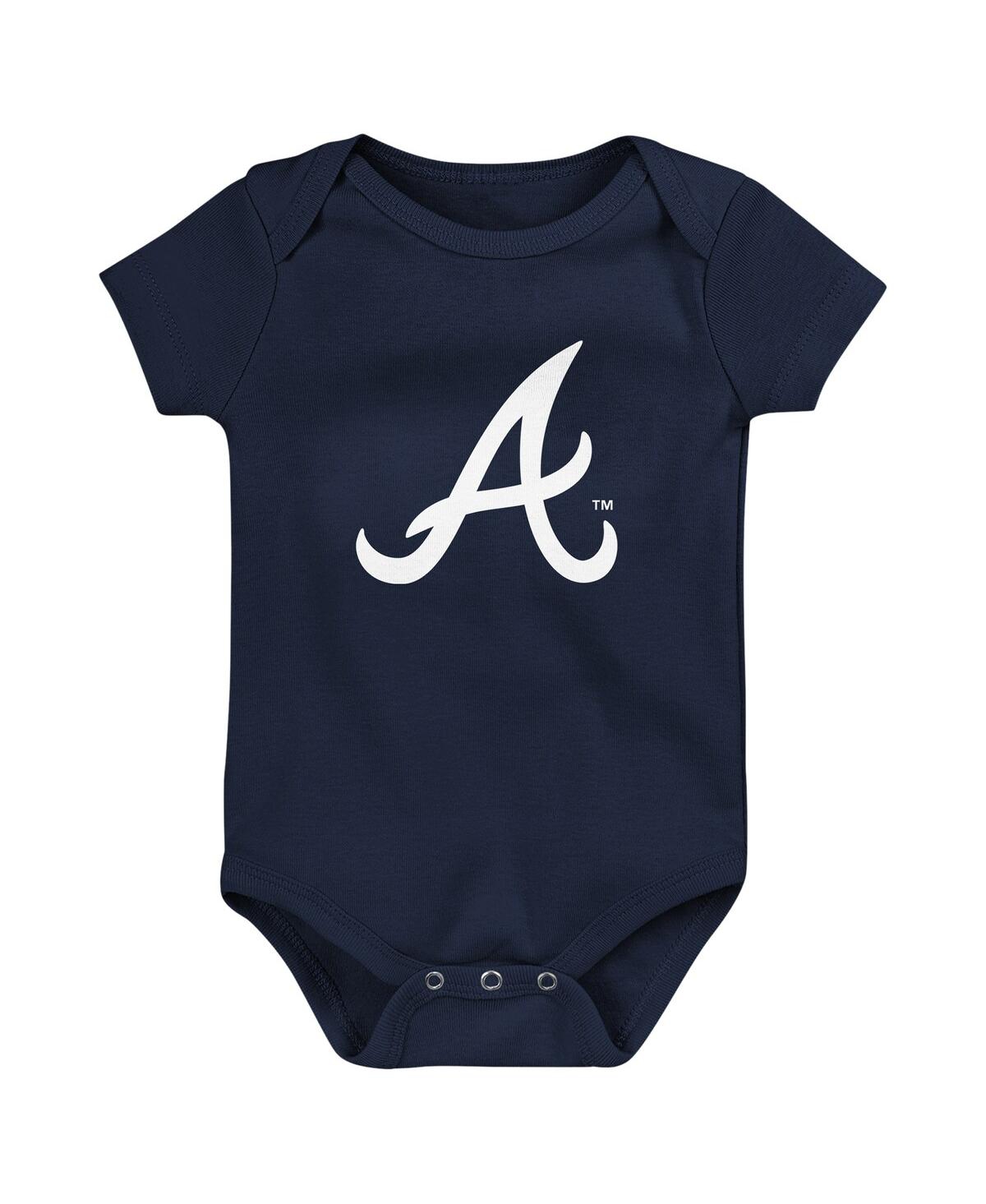 Outerstuff Baby Boys And Girls  Atlanta Braves Fan Pennant 3-pack Bodysuit Set In Navy