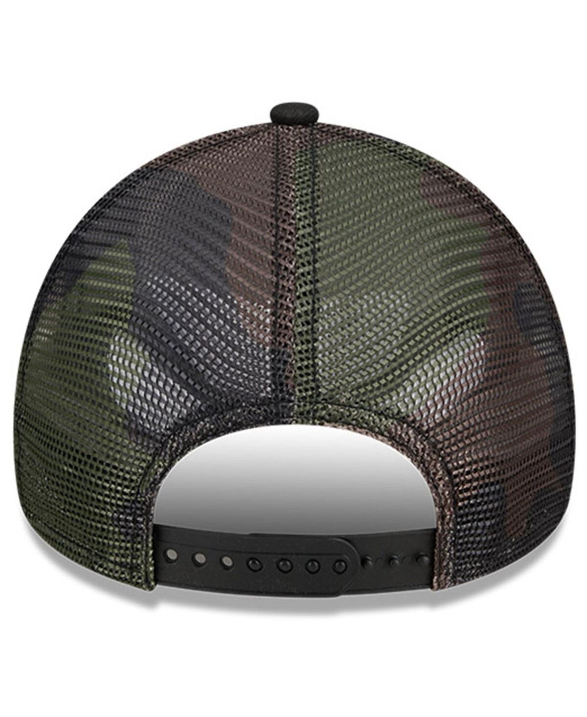 New Era Men's  Black Denny Hamlin Camo 9forty A-frame Trucker Adjustable Hat In Black