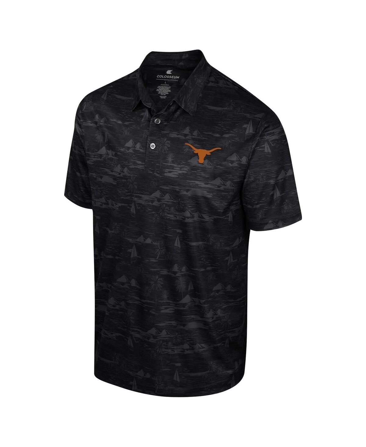 Men's ColosseumTexas Longhorns Daly Print Polo Shirt - Black