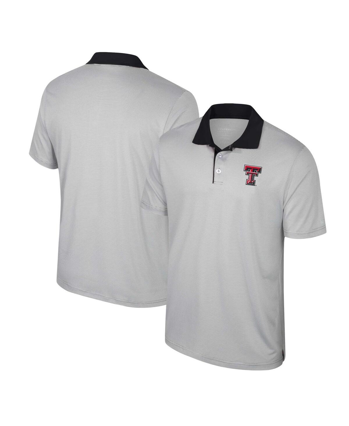 Men's Colosseum Gray Texas Tech Red Raiders Tuck Striped Polo Shirt - Gray
