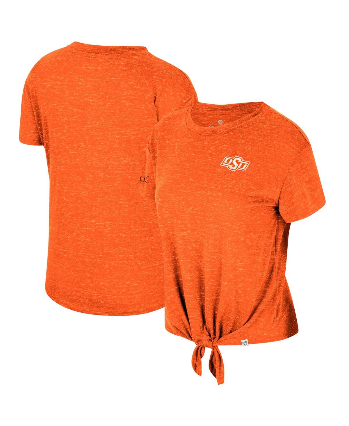 Colosseum Women's  Orange Distressed Oklahoma State Cowboys Finalists Tie-front T-shirt