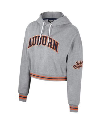 Women's Heather Gray Auburn Tigers Cropped Shimmer Pullover Hoodie