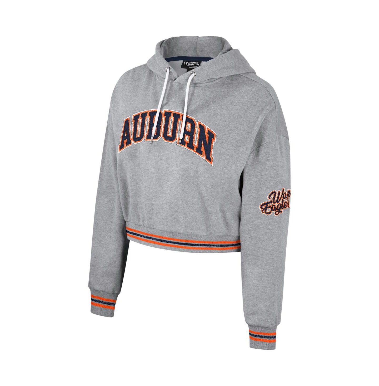 Женское худи The Wild Collective Heather Gray Auburn Tigers Cropped Shimmer Pullover — фото 2