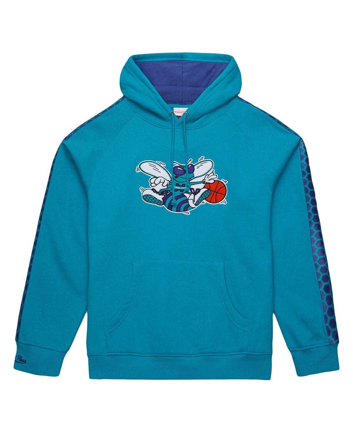 Shop Mitchell & Ness Men's  Teal Charlotte Hornets Hardwood Classics Nights Raglan Pullover Hoodie