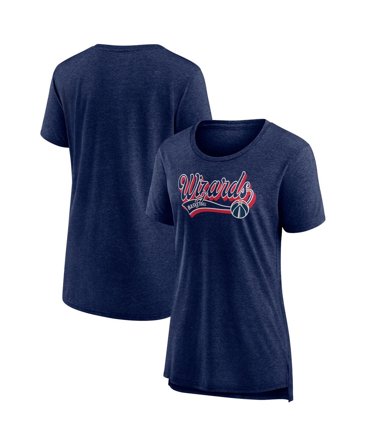 Shop Fanatics Women's  Heather Navy Washington Wizards League Leader Tri-blend T-shirt
