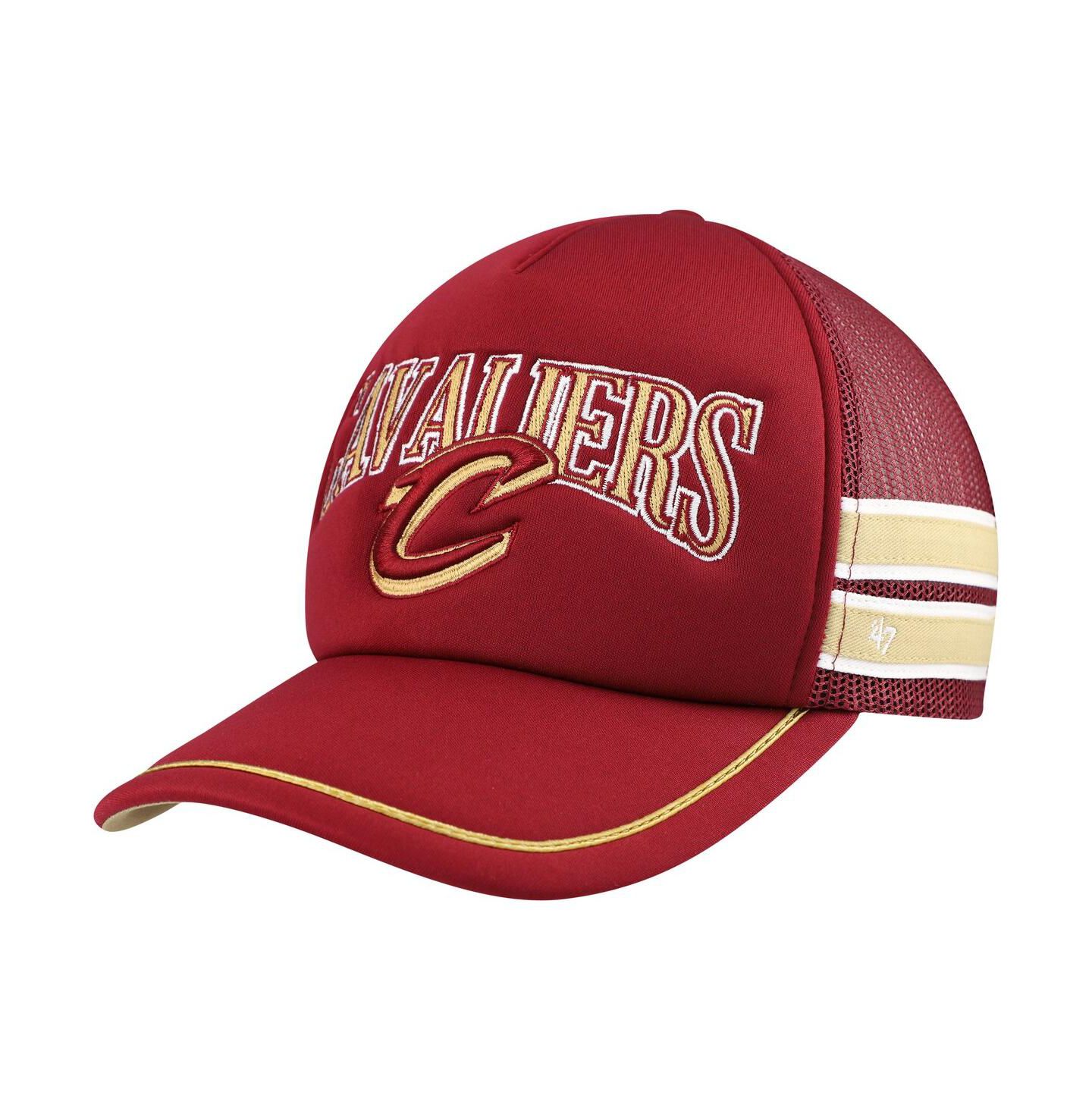 Мужская кепка '47 Brand Wine Cleveland Cavaliers Sidebrand Stripes Trucker Adjustable Hat — фото 1