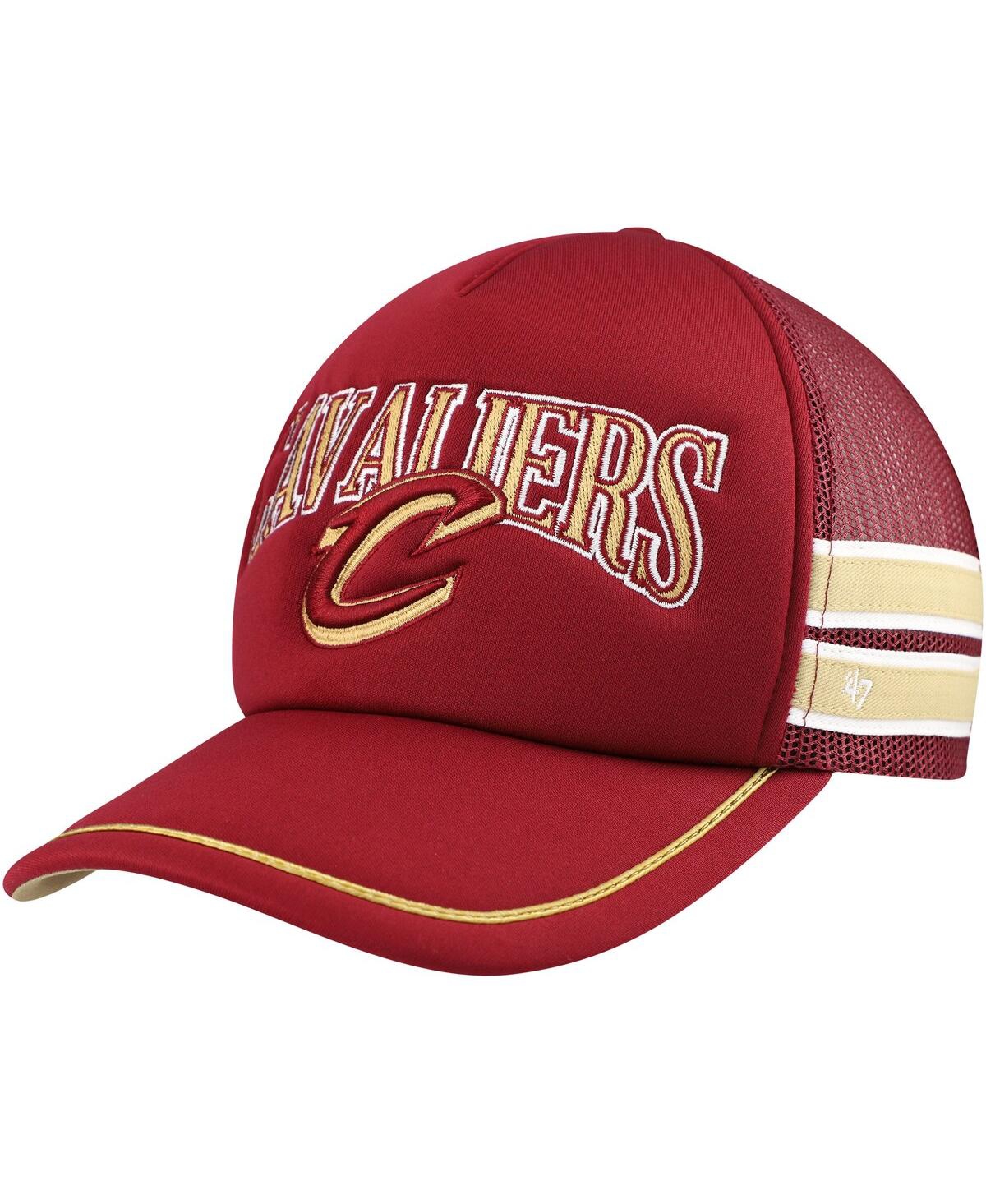 47 Brand Men's ' Wine Cleveland Cavaliers Sidebrand Stripes Trucker Adjustable Hat In Red