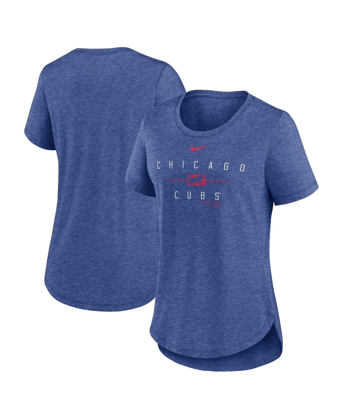 Women's Nike Heather Royal Chicago Cubs Knockout Team Stack Tri-Blend T-shirt - Heather Royal