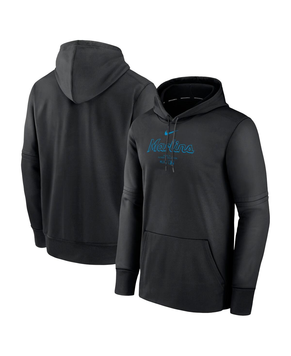 Nike Men's  Black Miami Marlins Authentic Collection Practice Performance Pullover Hoodie