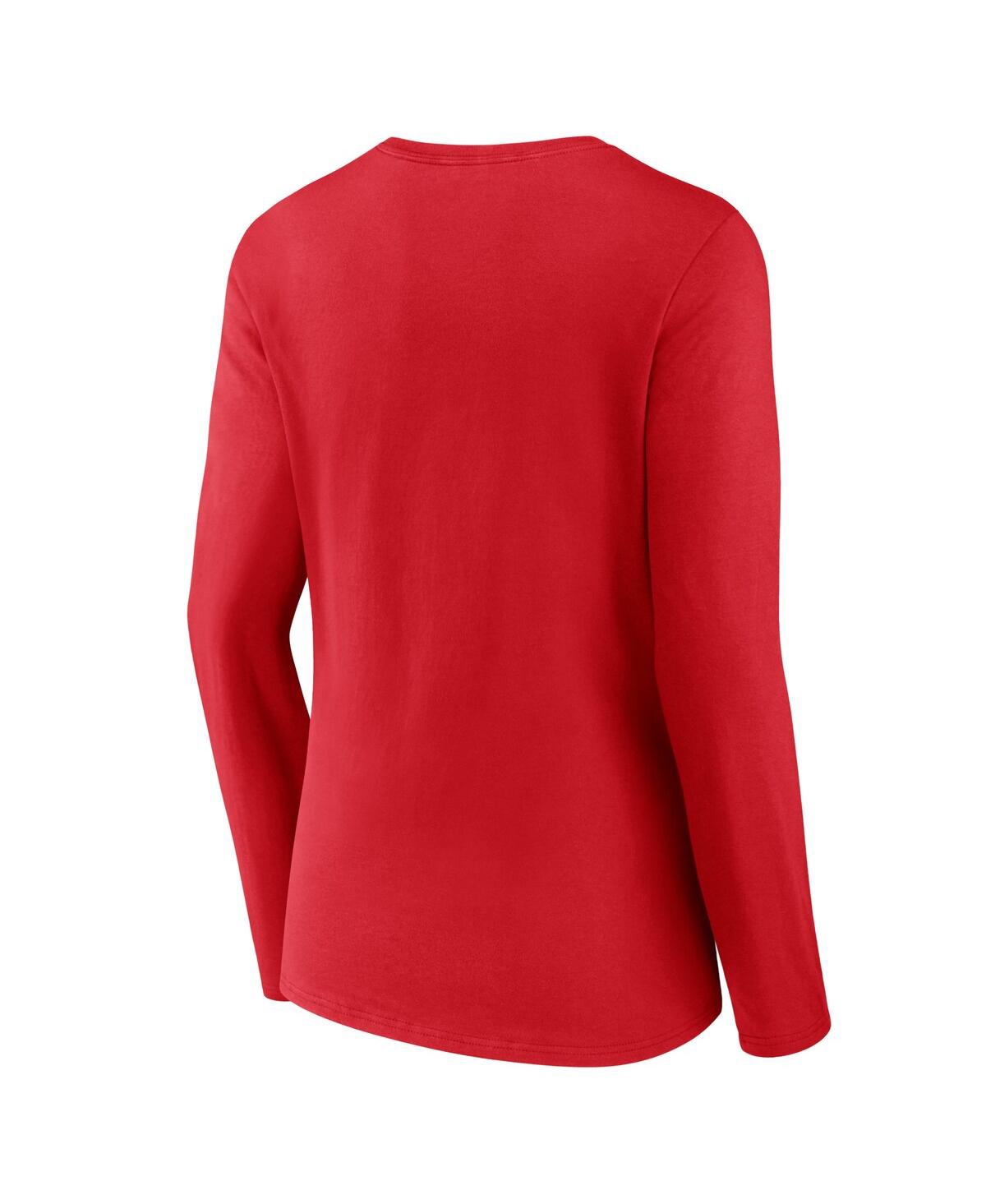 Women's FanaticsWisconsin Badgers Basic Arch Long Sleeve V-Neck T-shirt - Red
