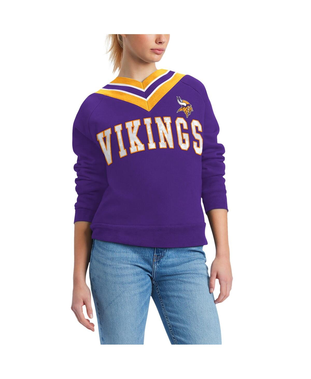Shop Tommy Hilfiger Women's  Purple Minnesota Vikings Heidi Raglan V-neck Sweater