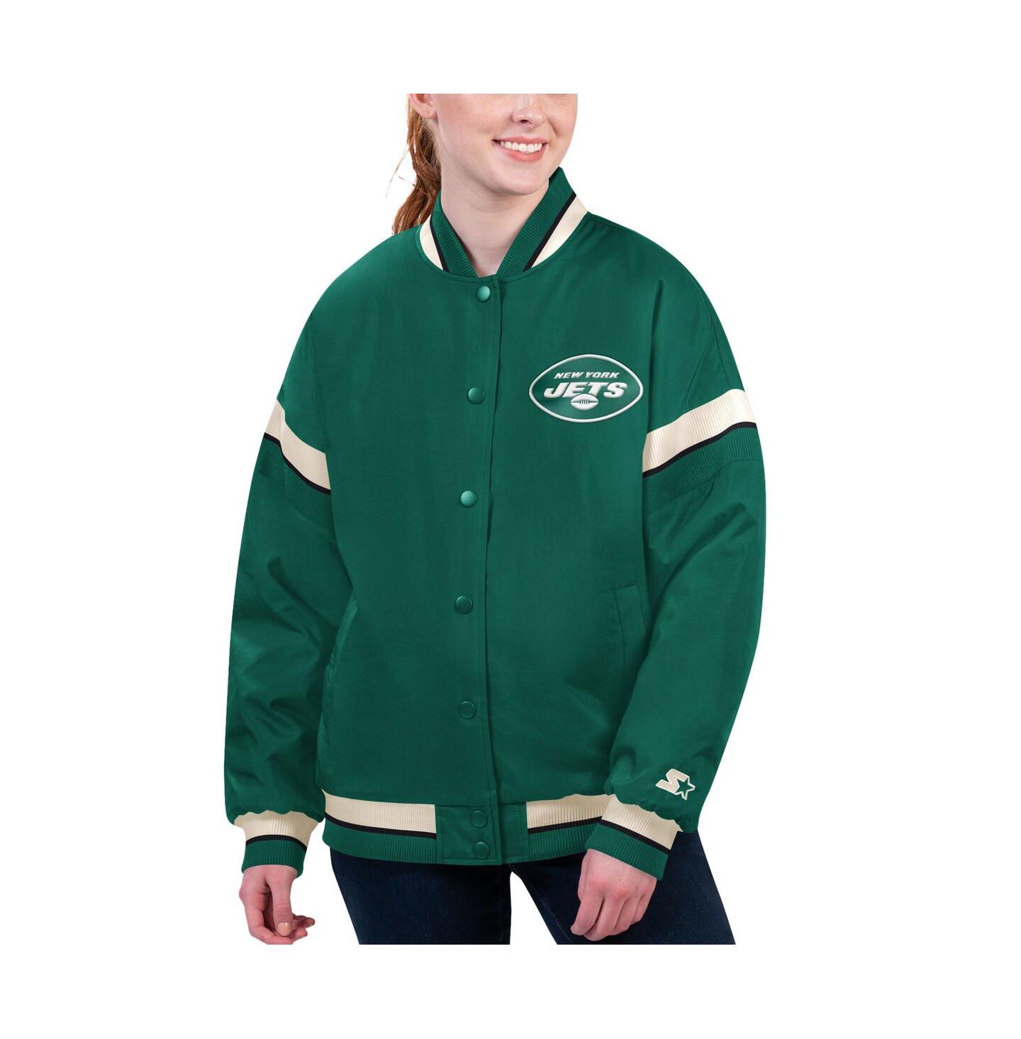 Женская куртка Starter Green New York Jets Tournament Full-Snap Varsity — фото 1