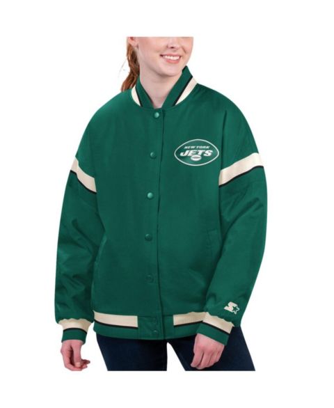 Женские куртки Starter Women's Green New York Jets Tournament Full-Snap Varsity Jacket