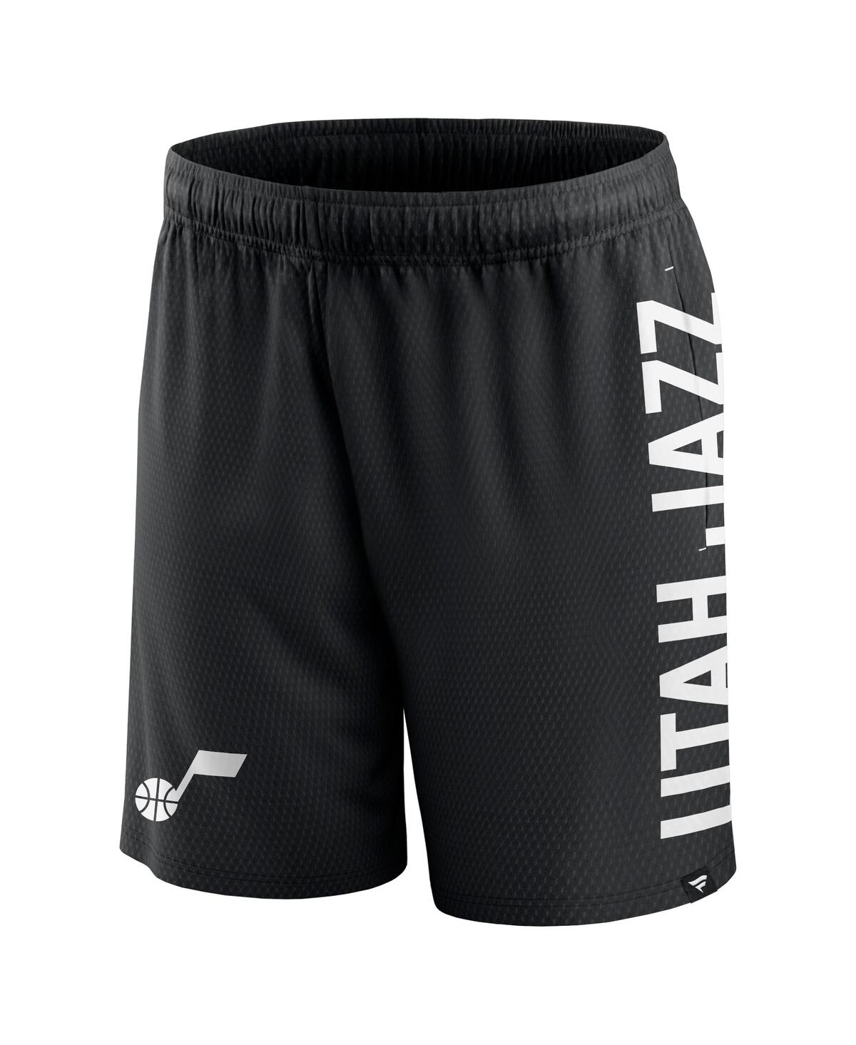 Shop Fanatics Men's  Black Utah Jazz Post Up Mesh Shorts