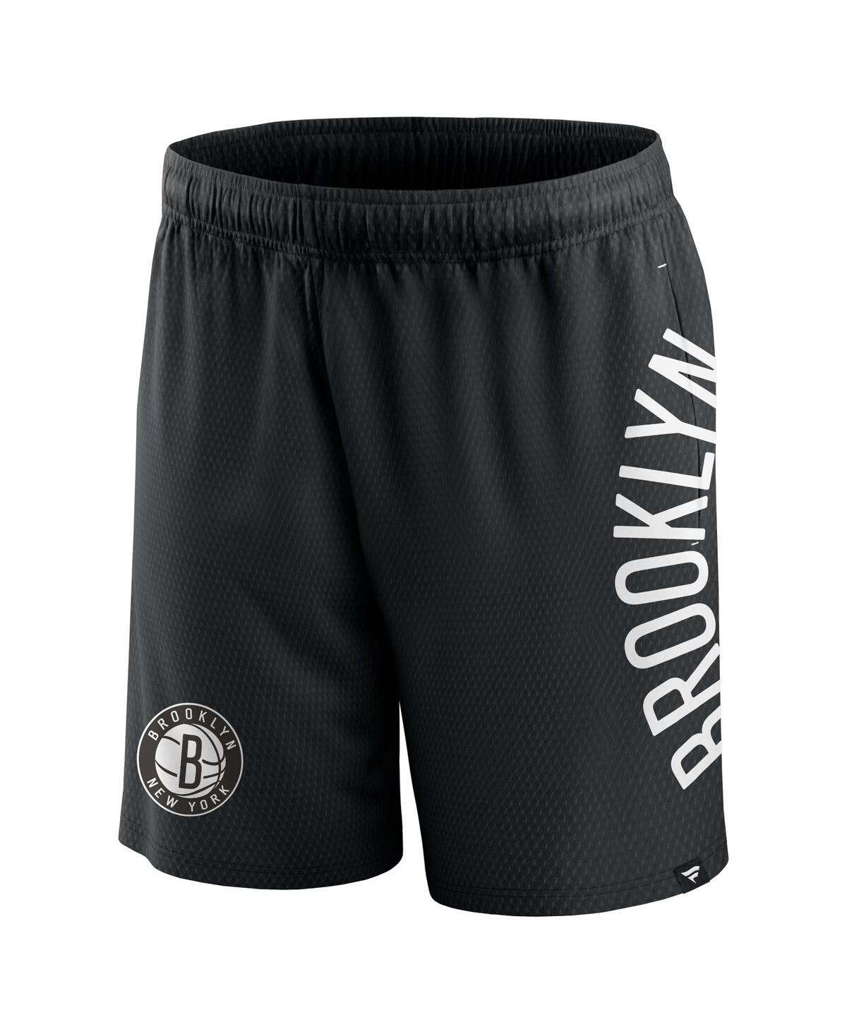 Shop Fanatics Men's  Black Brooklyn Nets Post Up Mesh Shorts