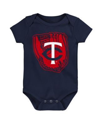 Baby Boys and Girls Navy, Red, White Minnesota Twins Minor League Player Three-Pack Bodysuit Set