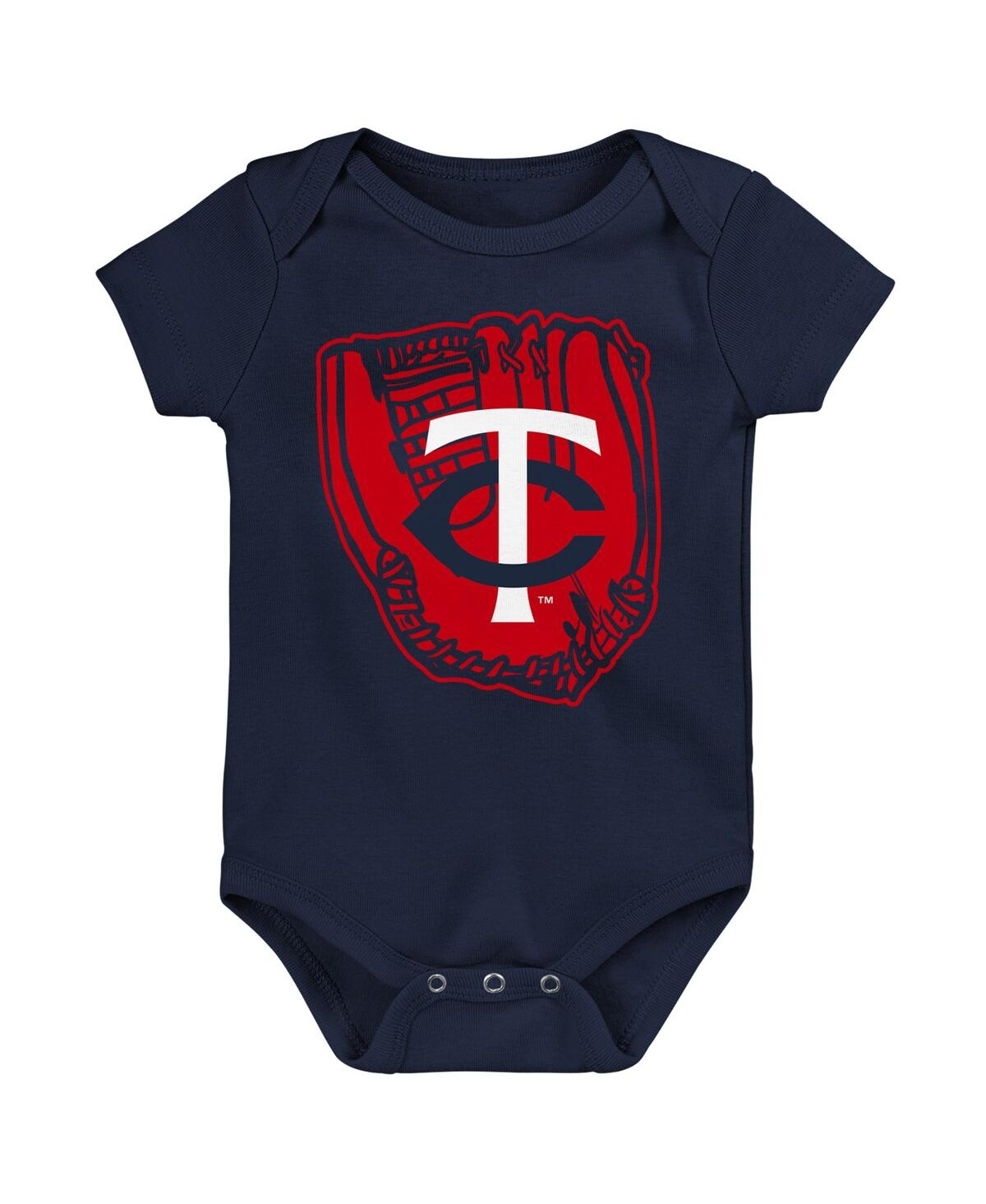 Shop Outerstuff Baby Boys And Girls Navy, Red, White Minnesota Twins Minor League Player Three-pack Bodysuit Set In Navy,red,white