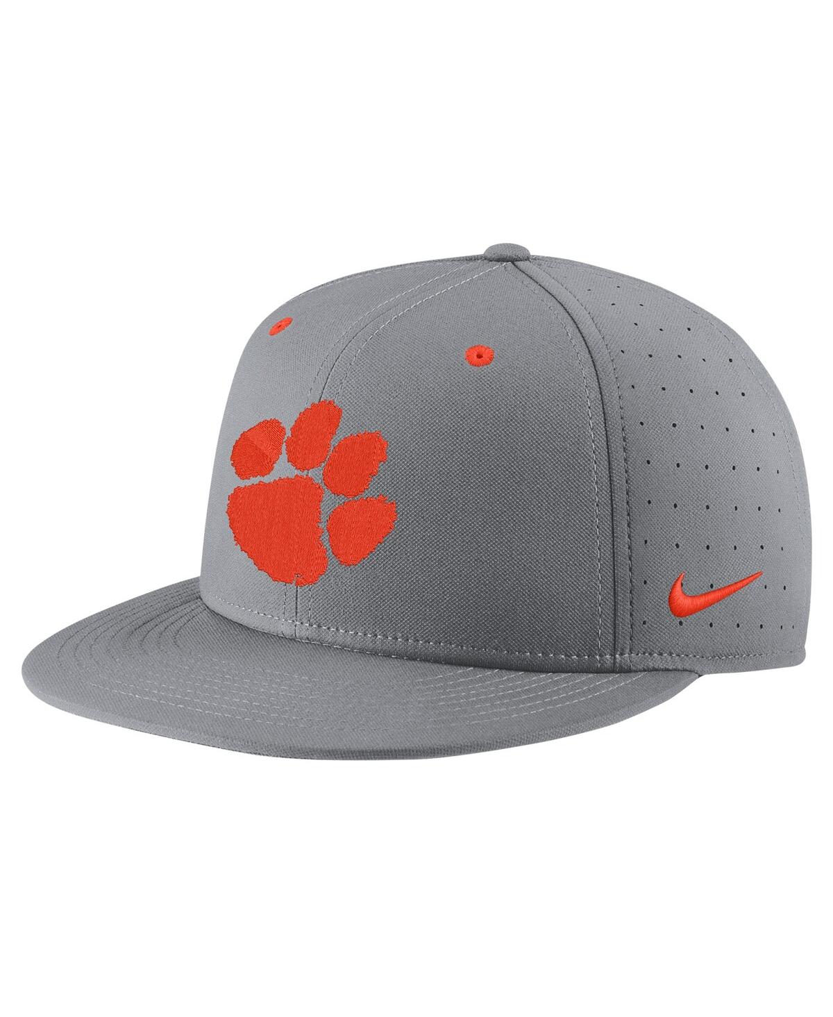 Shop Nike Men's  Gray Clemson Tigers Usa Side Patch True Aerobill Performance Fitted Hat