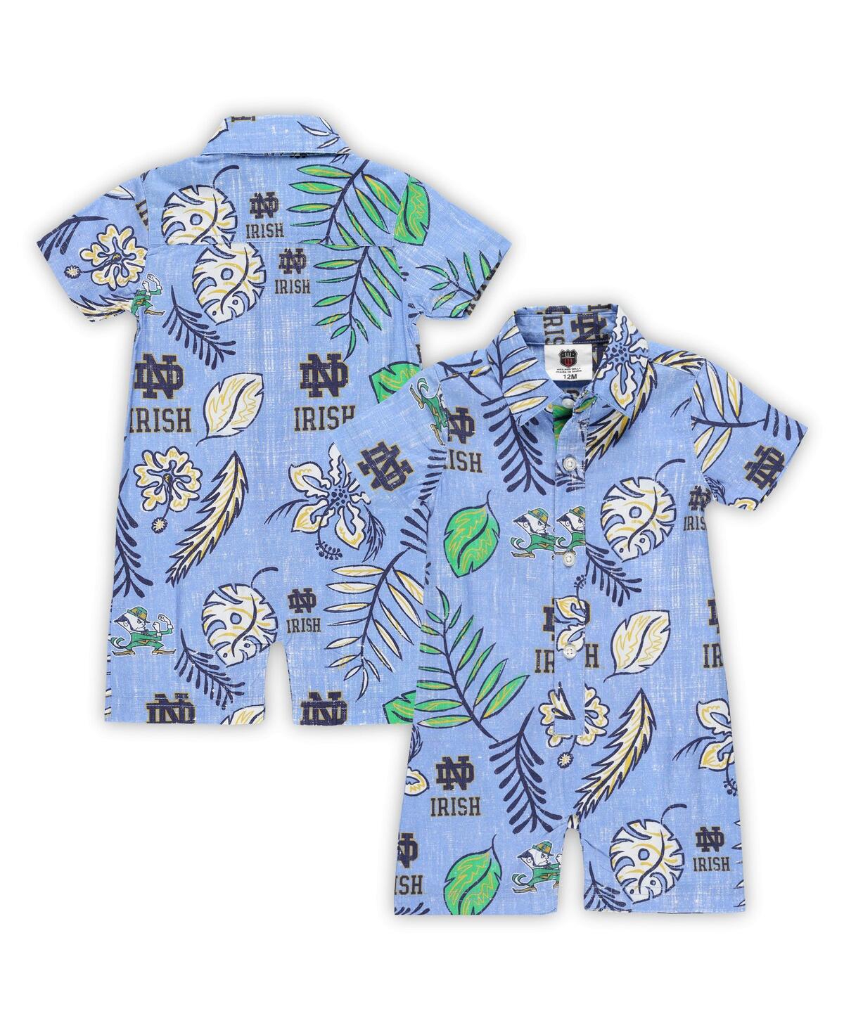Wes & Willy Baby Boys And Girls  Light Blue Distressed Notre Dame Fighting Irish Vintage-like Floral