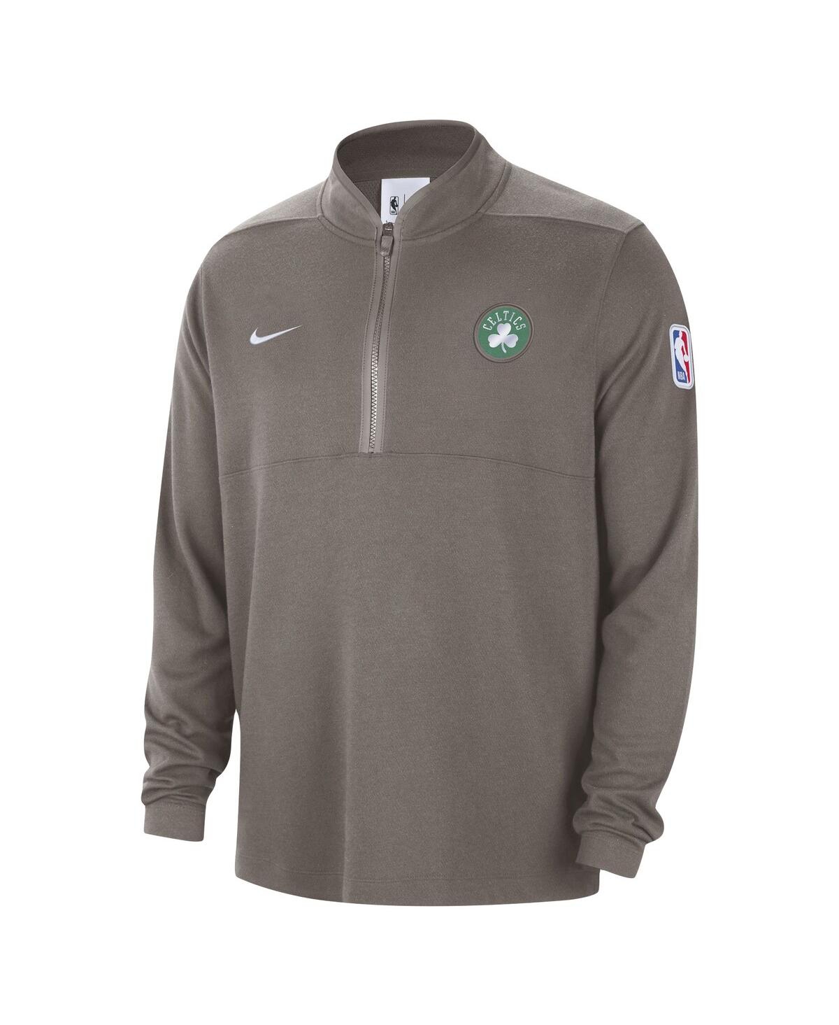 Shop Nike Men's  Olive Boston Celtics Authentic Performance Half-zip Jacket