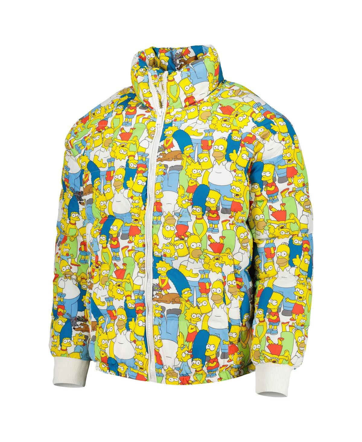 Shop Freeze Max Men's  White The Simpsons Family Raglan Full-zip Puffer Jacket